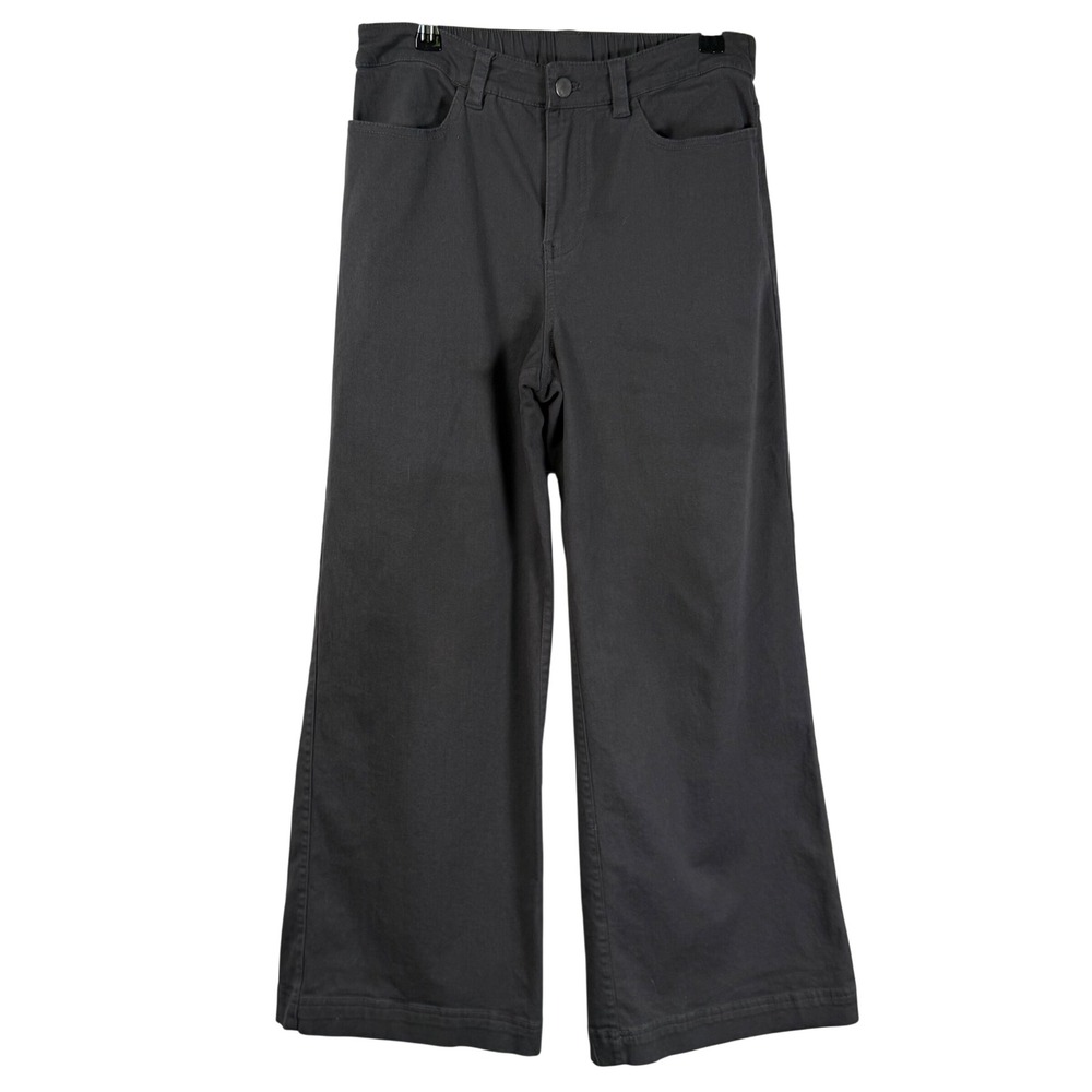 Pact Stretch Twill Wide Leg Pants Charcoal Gray Organic Cotton Womens M Stretch
